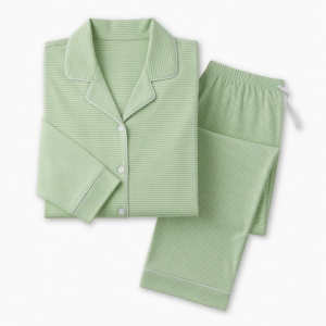 Classic Stripe Luxe Pima Long Sleeved Pajama Light Green