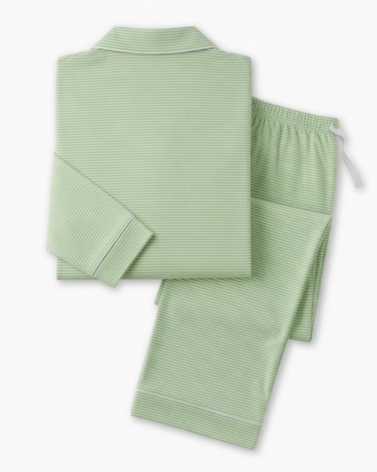 Classic Stripe Luxe Pima Long Sleeved Pajama Light Green