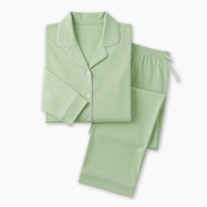 Classic Stripe Luxe Pima Long Sleeved Pajama Light Green