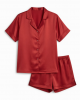 Set Clothing Sleep Pajamas Red Silky Shelf with capo Shorts Shirt Medium