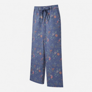Hummingbird Floral Pajama Pants Medium Boho Blue
