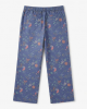 Hummingbird Floral Pajama Pants Medium Boho Blue