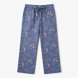 Hummingbird Floral Pajama Pants Medium Boho Blue