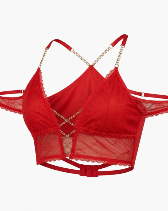 Women Tanga Cover Clothing Interior Red Lingerie Cadena Clothing Club Shoulder Open