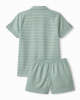 Set Pajamas Short Sleeve Striped Cotton Women Medium