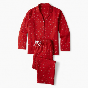 FollowMe Adult Medium Red Santa's Favorite Holiday 2 Piece Pajama Set