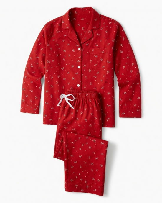 FollowMe Adult Medium Red Santa's Favorite Holiday 2 Piece Pajama Set