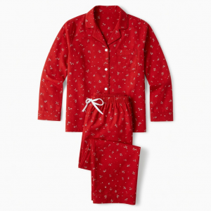 FollowMe Adult Medium Red Santa's Favorite Holiday 2 Piece Pajama Set