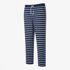 Womens Navy Blue White Striped Pajama Lounge Pants