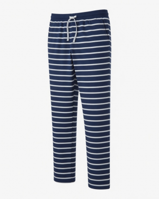 Womens Navy Blue White Striped Pajama Lounge Pants