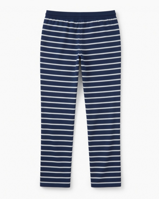 Womens Navy Blue White Striped Pajama Lounge Pants