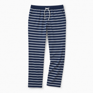 Womens Navy Blue White Striped Pajama Lounge Pants