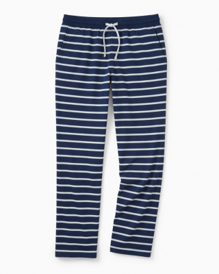 Womens Navy Blue White Striped Pajama Lounge Pants