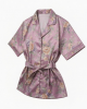 Vintage Floral Satin Robe And Slip Pajama Top