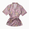 Vintage Floral Satin Robe And Slip Pajama Top