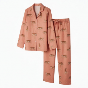 100%Cotton Tiger Print PJ Set Bridesmaid Pajama Set Women Nightwear Suit