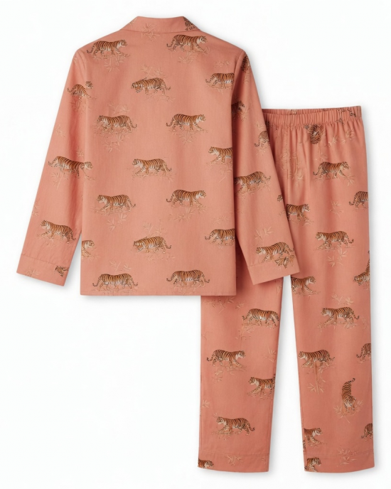 100%Cotton Tiger Print PJ Set Bridesmaid Pajama Set Women Nightwear Suit