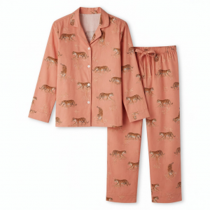 100%Cotton Tiger Print PJ Set Bridesmaid Pajama Set Women Nightwear Suit
