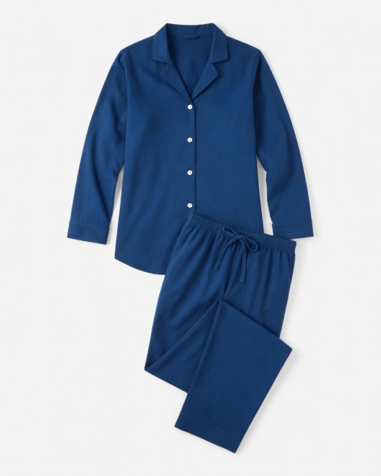 senoras Pajamas Clothing Night Clothing Lounge Dress Night Cotton Rich Blue Set 2 Piece