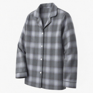 Pajama Mania Womens Large Gray Plaid Long Sleeve Button Front PJ Top New