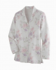 Womens Large White Floral Long Sleeve Button Front Sleepwear Pajama Top