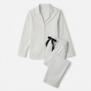 Women's Notched Collar Polka Dot Pajama Set