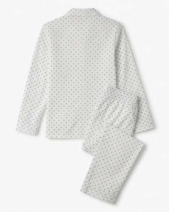 Women's Notched Collar Polka Dot Pajama Set