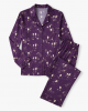 Champagne Print Pajama Set, Long Sleeve, Purple, Large