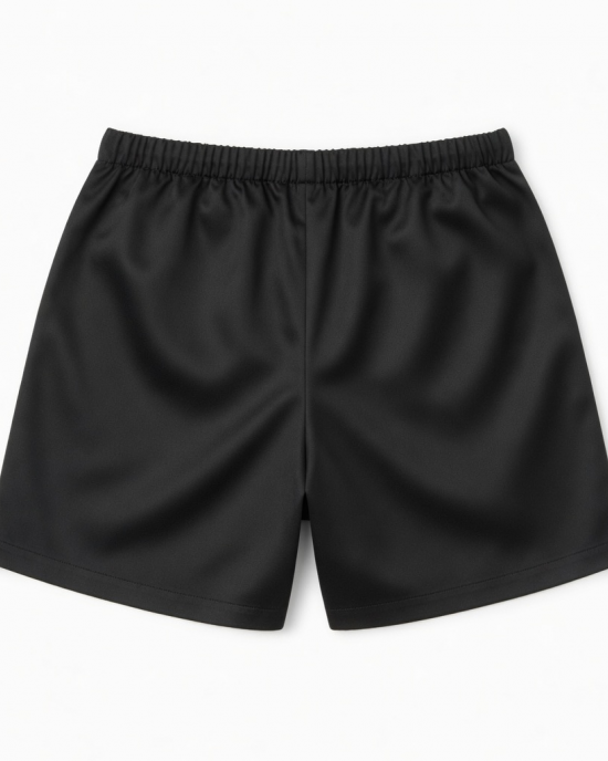 Black Silk Blend Shorts Elastic Waist / Pajama Bottoms