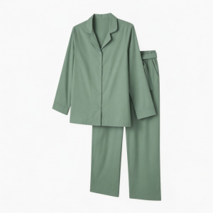DreamMark Women's 2 Piece Notch Collar Pajama Set Green