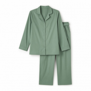 DreamMark Women's 2 Piece Notch Collar Pajama Set Green