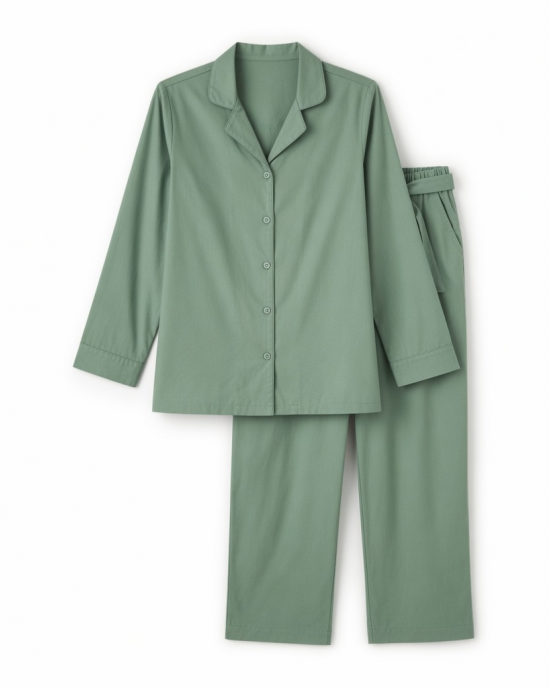 DreamMark Women's 2 Piece Notch Collar Pajama Set Green