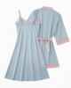 Pajama Set Nightgown Light Blue Nightwear Polyester Pink Lace Gown