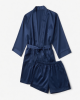 Men Silky Satin Robe Nightgown Suit Bathrobe Sleepwear Pajamas Set Shorts Belt