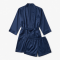 Men Silky Satin Robe Nightgown Suit Bathrobe Sleepwear Pajamas Set Shorts Belt