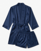 Men Silky Satin Robe Nightgown Suit Bathrobe Sleepwear Pajamas Set Shorts Belt