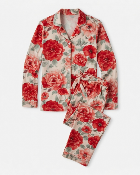 Heavenly Soft Pyjamas Large Red Floral