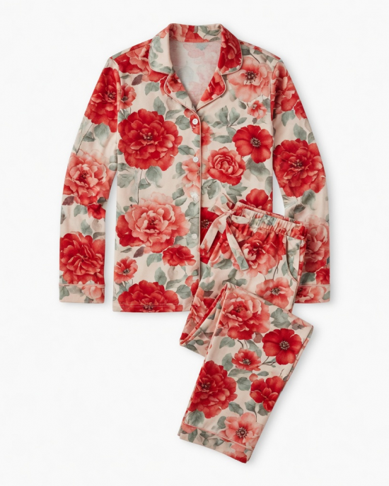 Heavenly Soft Pyjamas Large Red Floral