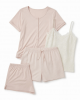 4 Piece Sleep Set, Top, Check Shorts and Lace Camisole