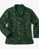 Women Green Leopard Jungle Pajama Top Cotton Long Sleeve Button Up
