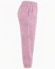 Women's Elastic Waist Fleece Loungewear Pajama Pants in Pink Snowflake