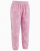 Women's Elastic Waist Fleece Loungewear Pajama Pants in Pink Snowflake