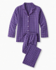 Womens Pajama Set Purple Plaid Sleep Pants Modest
