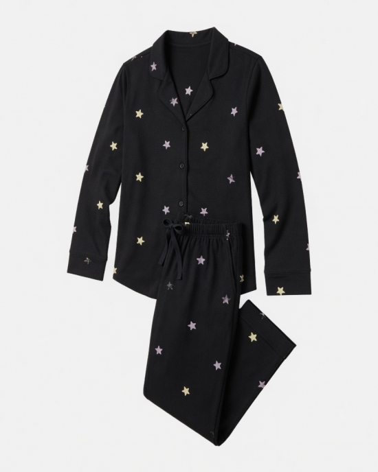 Pants Pajama Women 2 Piece for Sleep Stars / Black
