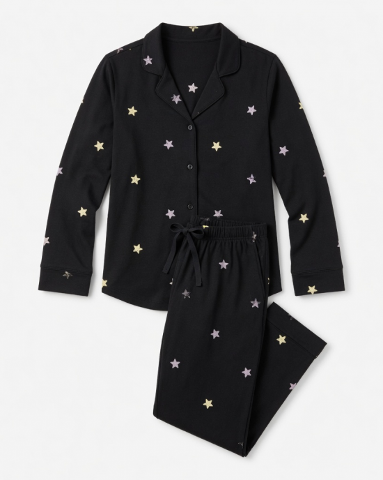 Pants Pajama Women 2 Piece for Sleep Stars / Black