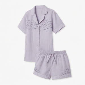 Set Pajamas with Print letras Striped Women Top shorts Clothing Night