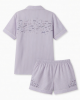 Set Pajamas with Print letras Striped Women Top shorts Clothing Night