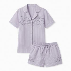 Set Pajamas with Print letras Striped Women Top shorts Clothing Night