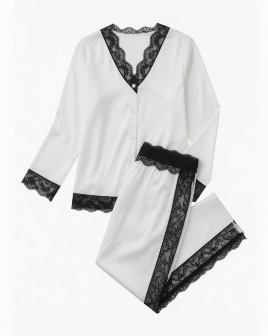 Pajamas Women White o Black Lace sexy & Comfortable 2 Piece Clothing Sleep