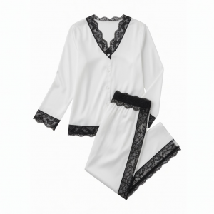 Pajamas Women White o Black Lace sexy & Comfortable 2 Piece Clothing Sleep